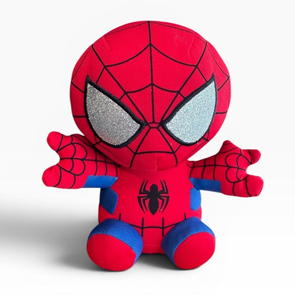 Ty Marvel Spider-Man Plush Red Blue Silver Glitter Eyes Beanie Stuffed Toy